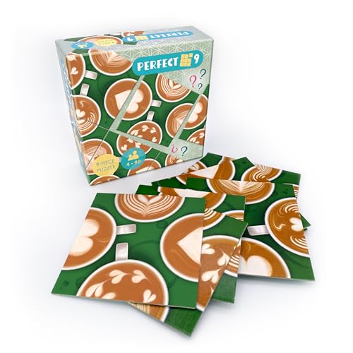 Original Perfect 9 pussel – 9-bitars pussel, knepigt tänkande spel för vuxna och barn från 4 år – kompakt storlek, perfekt för resor – meditativt tålamod (latte art)