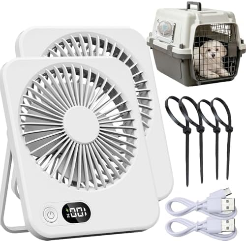 2 Pcs Pet Crate Fan Portable Quiet Fan