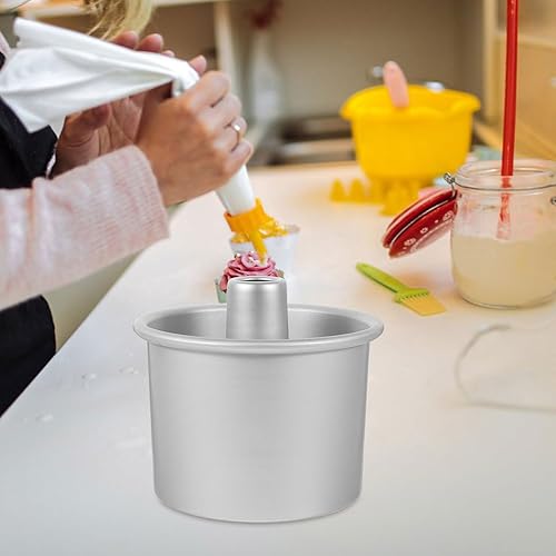 Miniatura 7 de PRETYZOOM Molde para pastel de ángel de 6 pulgadas, molde para pasteles de acero inoxidable, molde redondo de 3 piezas para hornear, molde para