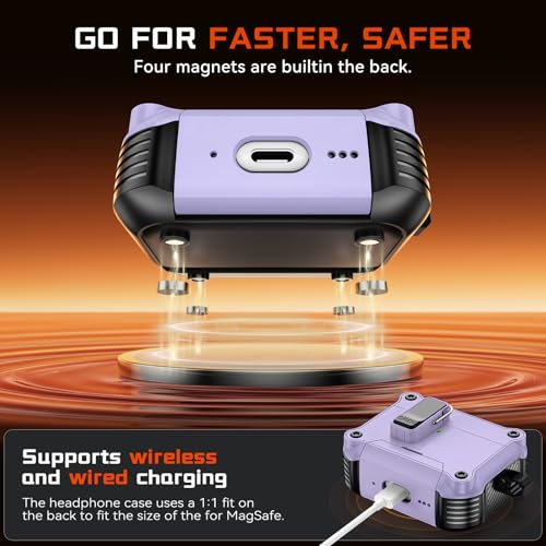 Image of Inesore for AirPods Pro 3 Case with Secure Lock (Purple) | Phone Stand Design,Compatible with MagSafe,Automatic Snap Switch Secure Cover with Cleaner Kit & Keychain