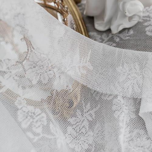 Nappe 150 x 200 rectangle blanche nappe lavable anti tache polyester dentelle - 7