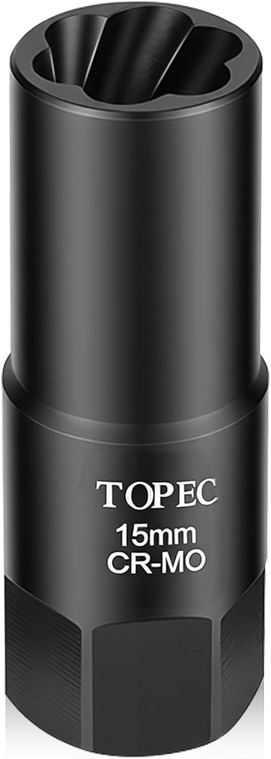 Topec 15MM Deep Lug Nut Extractor Socket - 1/2" Drive Stripped Bolt Nut Remover