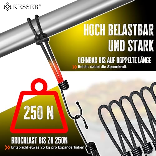 KESSER® Anhängernetz 2x3m feinmaschig | Hängernetz mit Spannseil & Netzkordel | Containernetz für Ladungssicherung | Sicherungs-Netz Eckmarkierungen Expander-Haken & Befestigungsknöpfen Schwarz