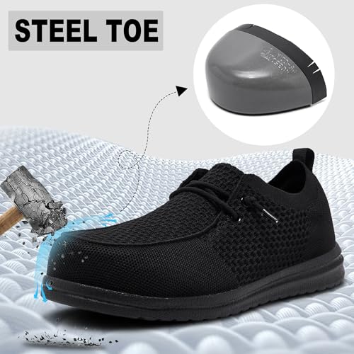 Men's Grey Steel Toe Loafers, Work Safety Shoes, Slip-On, Comfortable, Non-Slip, Breathable, Lightweight2