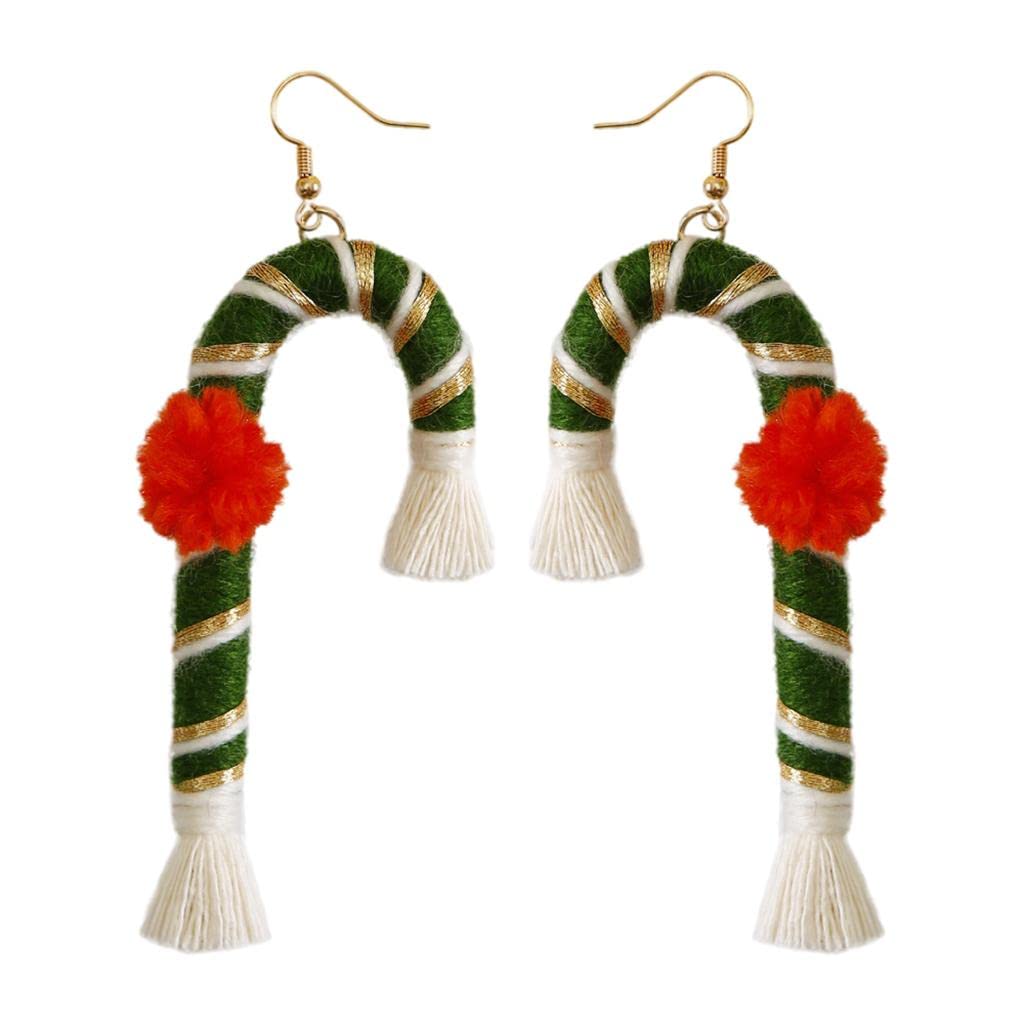 SECRET DESIRE Weave Earrings Christmas Series Bohemian Santa Gifts For Festive Women Green Cane