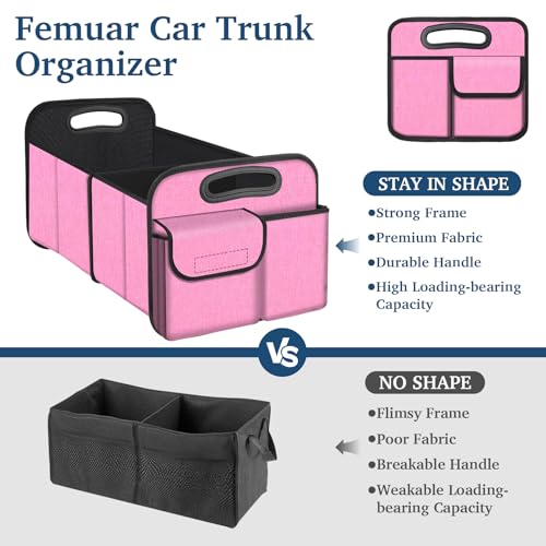 Image of Femuar Car Trunk Organizer, Car Storage Organizer with Large Capacity Waterproof Collapsible Trunk Organizer for Car Suv /Jeep /Sedan (Pink, Standard)