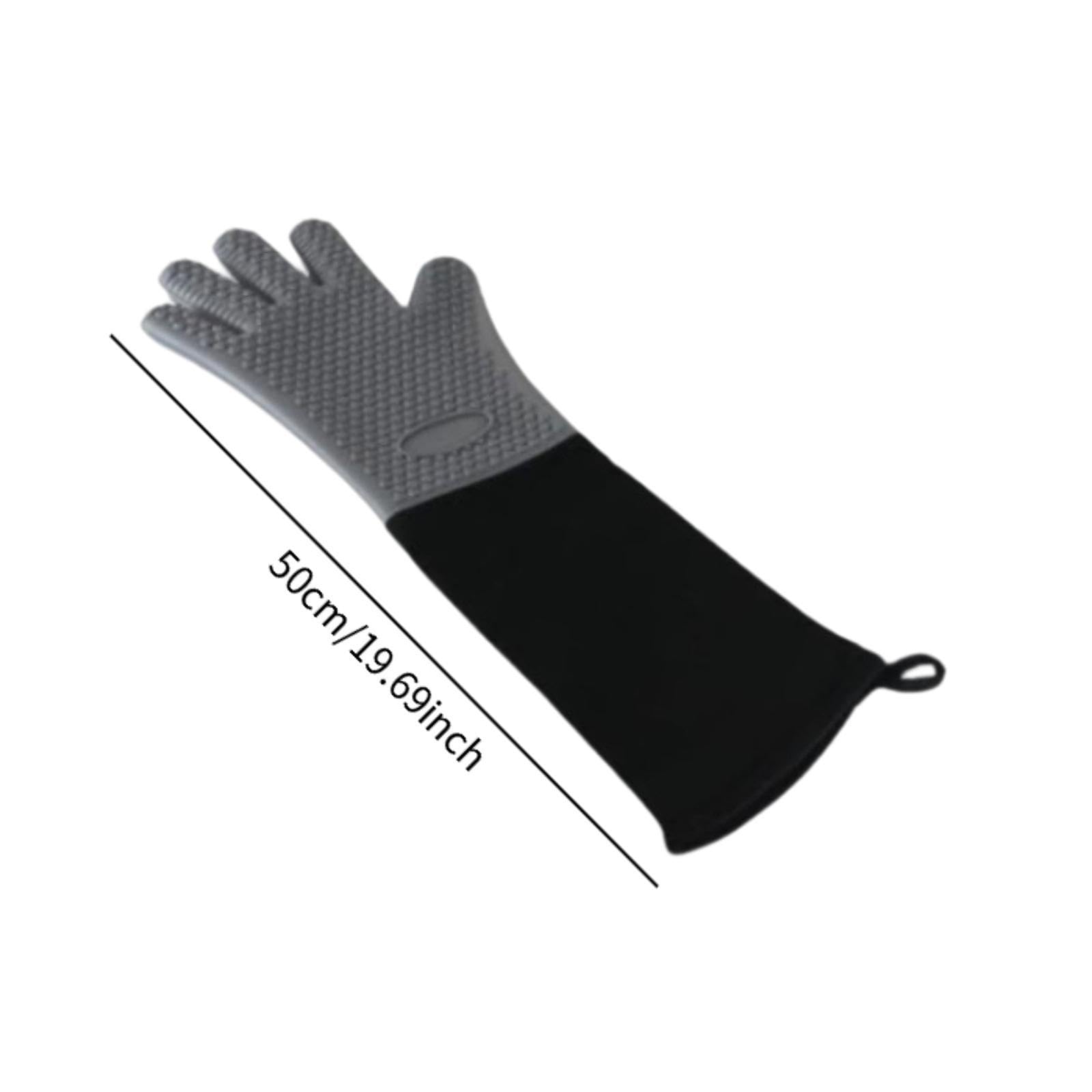 Lot de 5 Gants de Cuisine Extra Longs, Imperméables, Professionnels et Multifonctionnels, avec Poignée en Silicone Résistante à La Chaleur, pour, 4 pièces