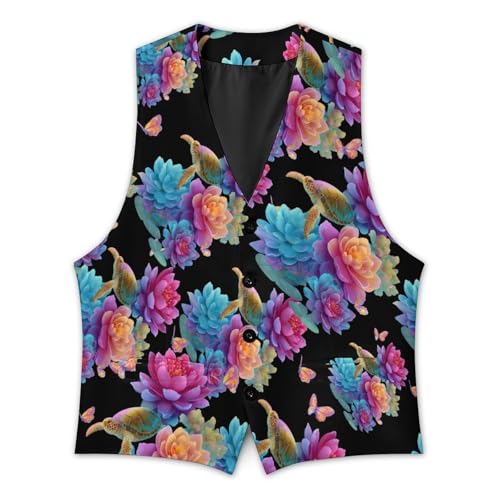 Sea Turtle Floral Men's Suit Vest Slim Fit Business Dress Party Pattern Waistcoat Vest Top3