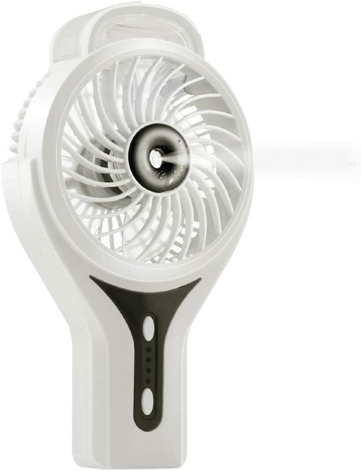 Intsun Portable Mini Handheld USB Misting Fan with Personal Cooling Mist Humidifier Rechargeable Mini Misting Cooling Fan Electric Personal Fans for Home Office and Travel (White)
