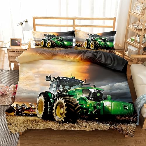 BKTKSR 3D Gedruckter Traktor Bettwäsche 155x220 cm + Kissenbezug 80×80...