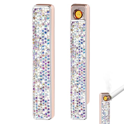 2 Stück Elektrisches Feuerzeug Diamantbesetztes, Sturmfeuerzeuge Elektrisch Lighter mit USB Anschluss, Wiederaufladbar Zigarettenetui Glitzer Flammenloses Feuerzeug Personalisiert für Damen Geschenk 2 Stück Elektrisches Feuerzeug Diamantbesetztes, Sturmfeuerzeuge Elektrisch Lighter mit USB Anschluss, Wiederaufladbar Zigarettenetui Glitzer Flammenloses Feuerzeug Personalisiert für Damen Geschenk