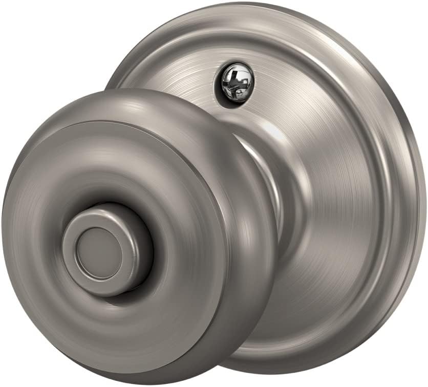 Schlage F40 GEO 619 Georgian Door Knob, Bed & Bath Privacy Lock, Satin Nickel
