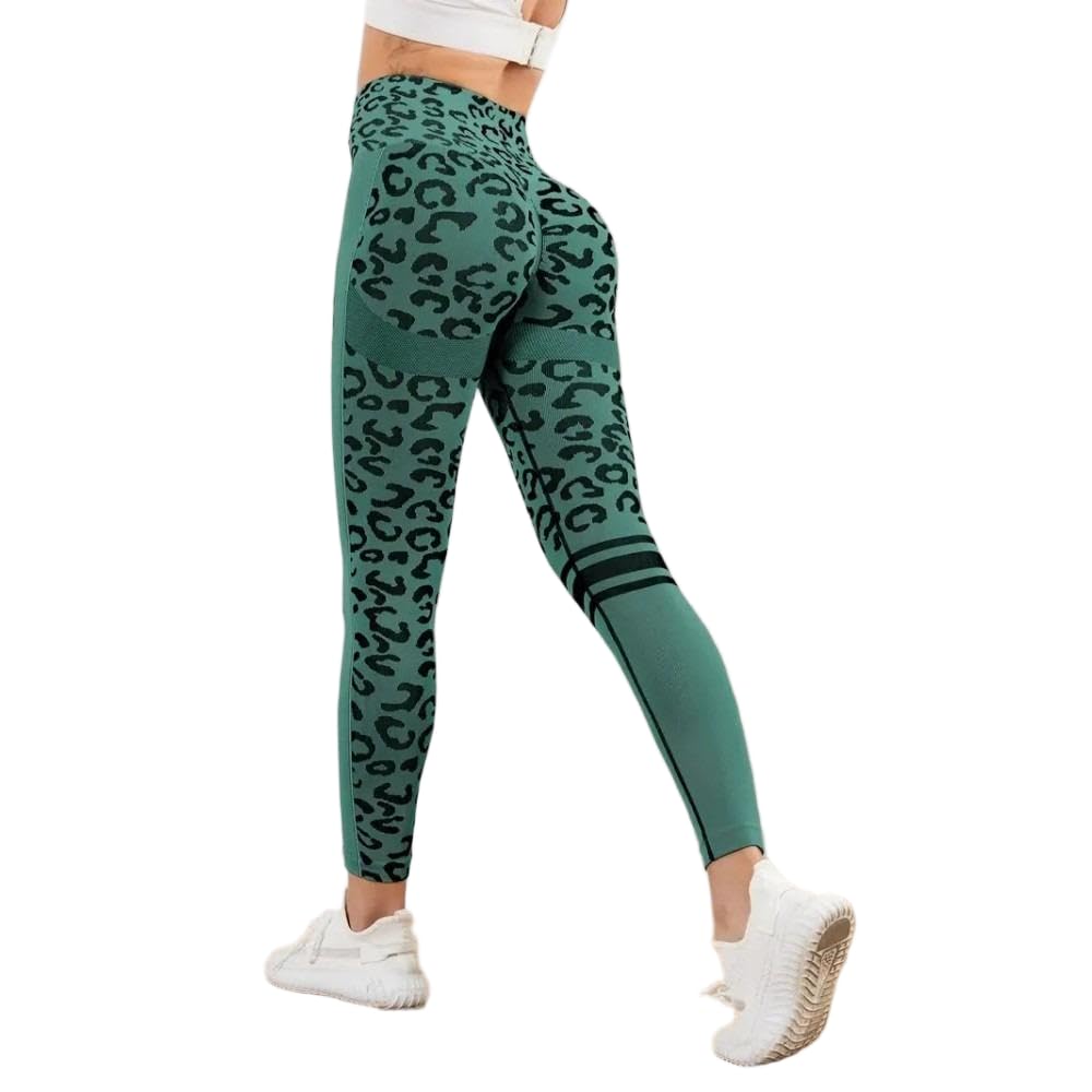 DYRBF damskie legginsy do jogi z wysokim stanem, bezszwowe, z nadrukiem panterki, kontrola brzucha, do podnoszenia pośladków, na siłownię, trening, bieganie, trening