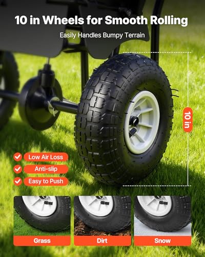 Image of VEVOR Push Lawn Spreader, 12ft Spreading Width, Broadcast Spreader with 80lbs Load Capacity & 10 in All-Terrain Tires, Walk-Behind Garden & Lawn Broadcast Spreaders for Seed Fertilizer, Salt Ice Melt