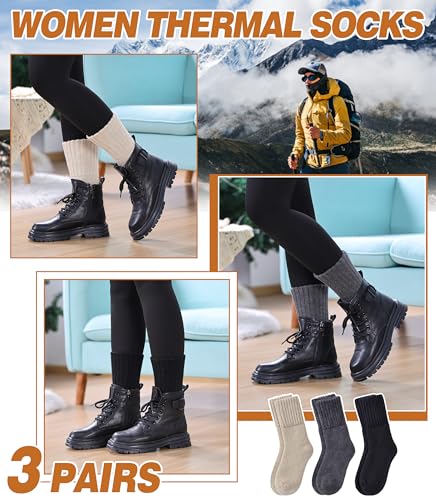 DYW Womens Merino Wool Boot Socks Thermal Thick Winter Warm Cozy Hiking Work Boot Socks Christmas Gift2