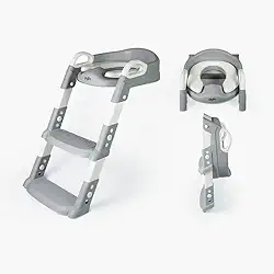 Assento Redutor Infantil Dobrável Com Escada Desfralde (Cinza)