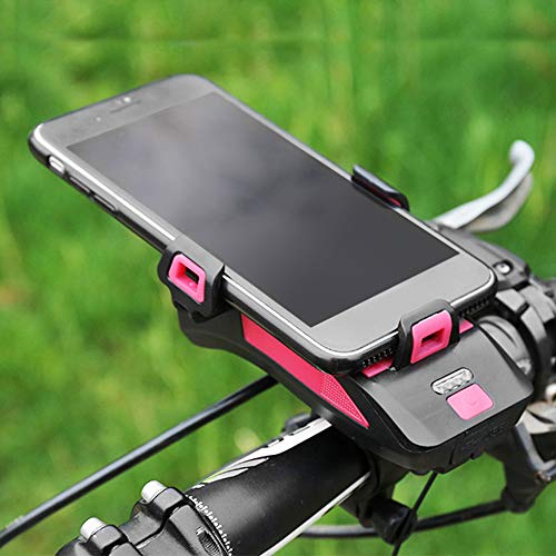 Honelife 4 EM 1 Multifuncional Luz da bicicleta Luz da buzina da bicicleta com suporte para celular