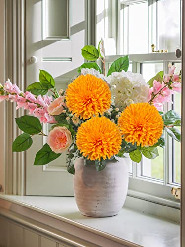 Hollyone 4'' Large Artificial Chrysanthemum Flowers with 24.7'' Long Stem - Image 3