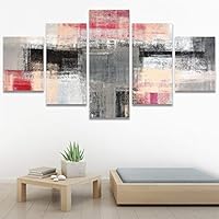 SIGNWIN 5 Panel Canvas Wall Art Modern Art Contemporary Digital Art Dramatic Geometric Multicolor Patterns for Home Decorations Ready to Hang - 60