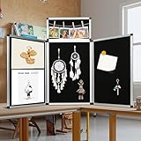 Tcatec Dreifach Gefaltete Präsentationstafel 3+1 Schwarz, Tragbar und Stabil für Schule, Büro, Messestand, Faltbar Geschäftspräsentationen Ausstellungstafel aus Aluminium mit Tasche 180 x 120 cm
