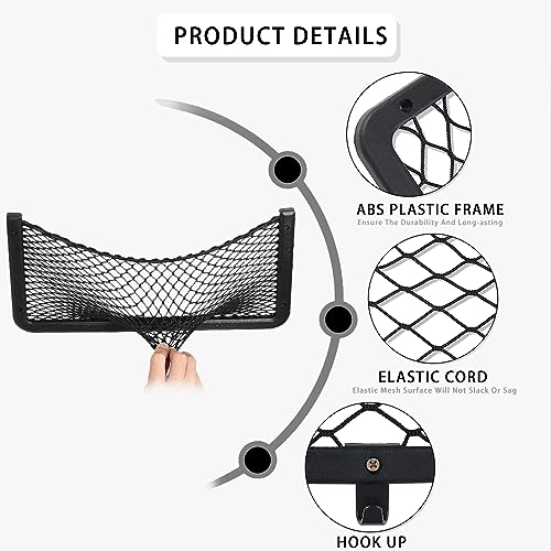 Omtofo 4 Stück 36 x 18cm Auto Aufbewahrungsnetz, Elastisch Kofferraum Netztasche Mit Haken, Gepäcknetz Ablagenetz für Wohnmobil, Wohnwagen, LKW, Boote, Lieferwagen