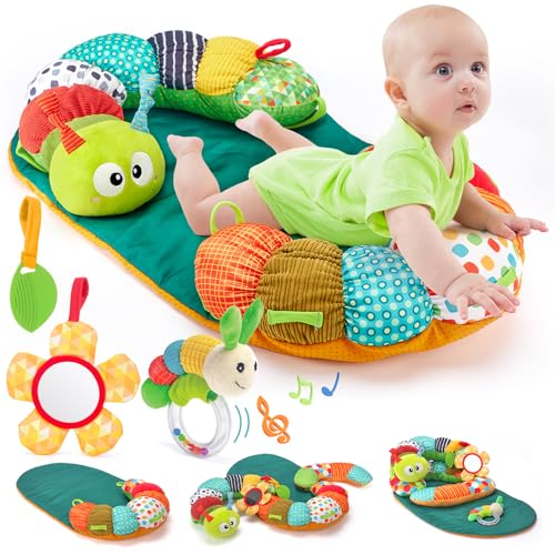 Image of Baby Toys 0-6 Months - 3-in-1 Caterpillar Tummy Time Activity Playmat & Seated Support Toys for Newborns Infants Toys for Sensory Play Developmental Newborn Baby Shower Birthday Gifts for Boys Girls