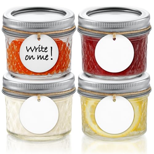Tecohouse 4 Pack, 4 oz Small Mason Jars with Leakproof Lids, Regular Mouth Ball Mason Jars | 4 oz Glass Jars with Lids for Honey, Jam, Snacks, Spices, DIY Candles & Crafts