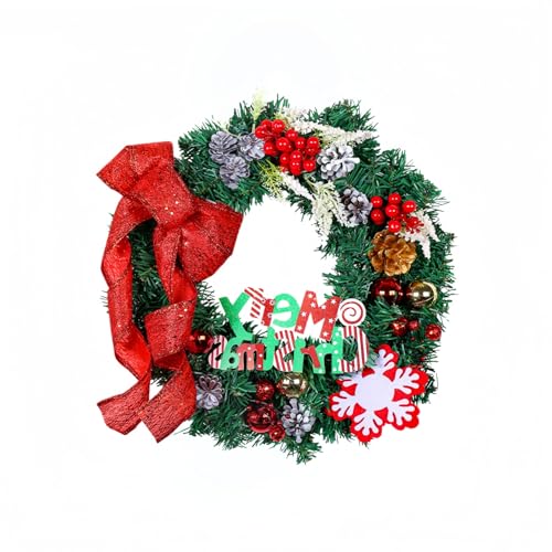 クリスマスリース 直径40cm ドア飾り・玄関や庭園に適用 | 人工フラワーリース・ボール&赤い果実クラスター装飾 | 再利用可能・吊り下げオーナメント・部屋/店舗/新年飾りに最適 | パーティー・結婚式・撮影背景にも対応 (Style B)