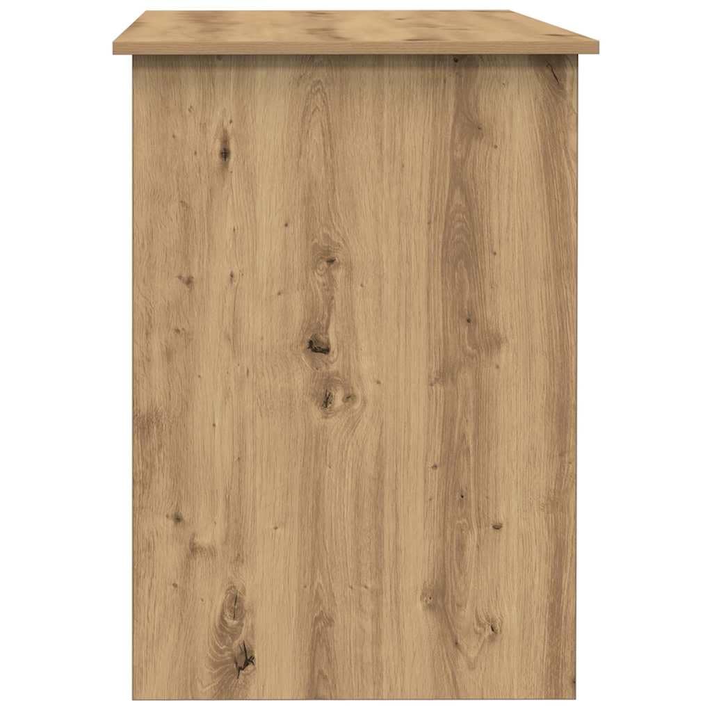 Biurko z drewna dębowego Artisan 100 x 55 x 75 cm z miejscem do przechowywania i szufladą, ergonomiczne biurko komputerowe do biura, biura domowego i gabinetu, zajmuje mało miejsca i jest