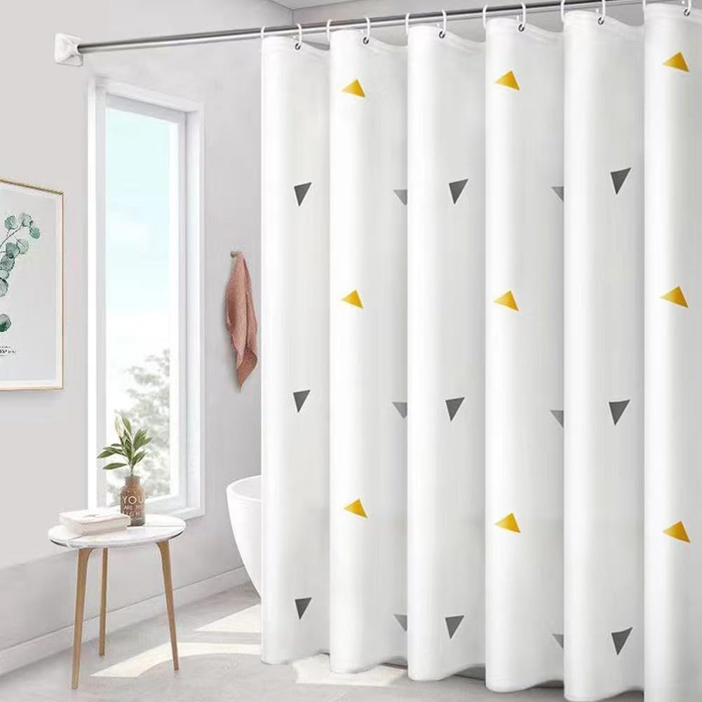 Rideau de douche à armure gaufrée en PEVA blanc avec crochets - Motif piqué texturé pour hôtel de luxe - Design opaque - 180 x 200 cm (180 x 180 cm)