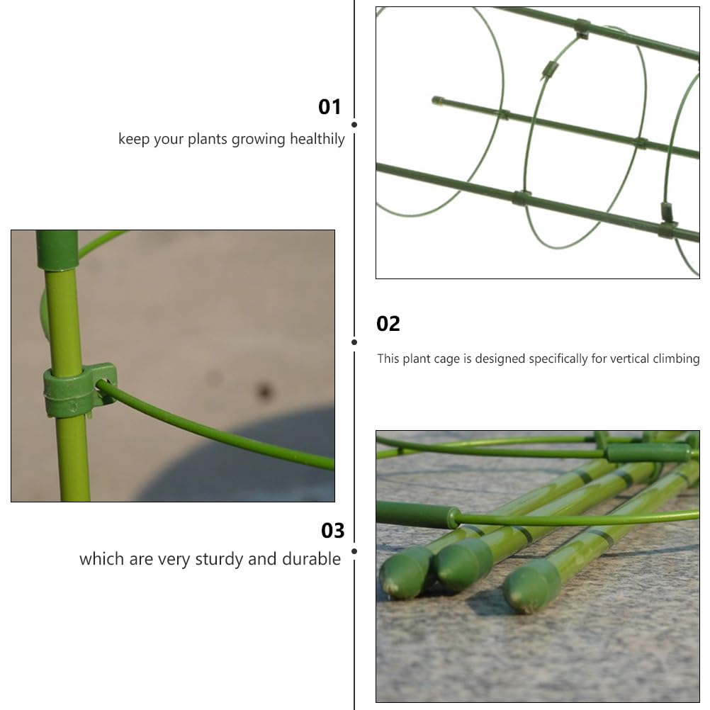 Yardwe 4pcs Climbing Plant Special Flower Stand Garden Trellis Peony Supports Plant Stakes Plant Support Rings Plants Flowers Trellis Metal Tube Covered with Plastic Cage Frame Heavy - Image 4