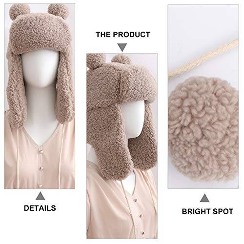 Amosfun Urso Orelha Inverno Chapéu Bonito Pelúcia Animal Inverno Chapéu Animal Pelúcia Chapéu Caçado