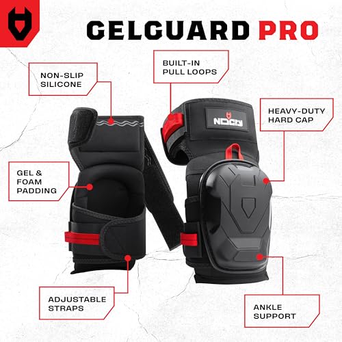 Image of NoCry Professional Work Knee Pads for Men Construction with Ankle Support and Heavy Duty Anti-Slip Cap - Foam Cushion and Extra Thick Gel Padding - Reinforced Thigh & Shin Straps