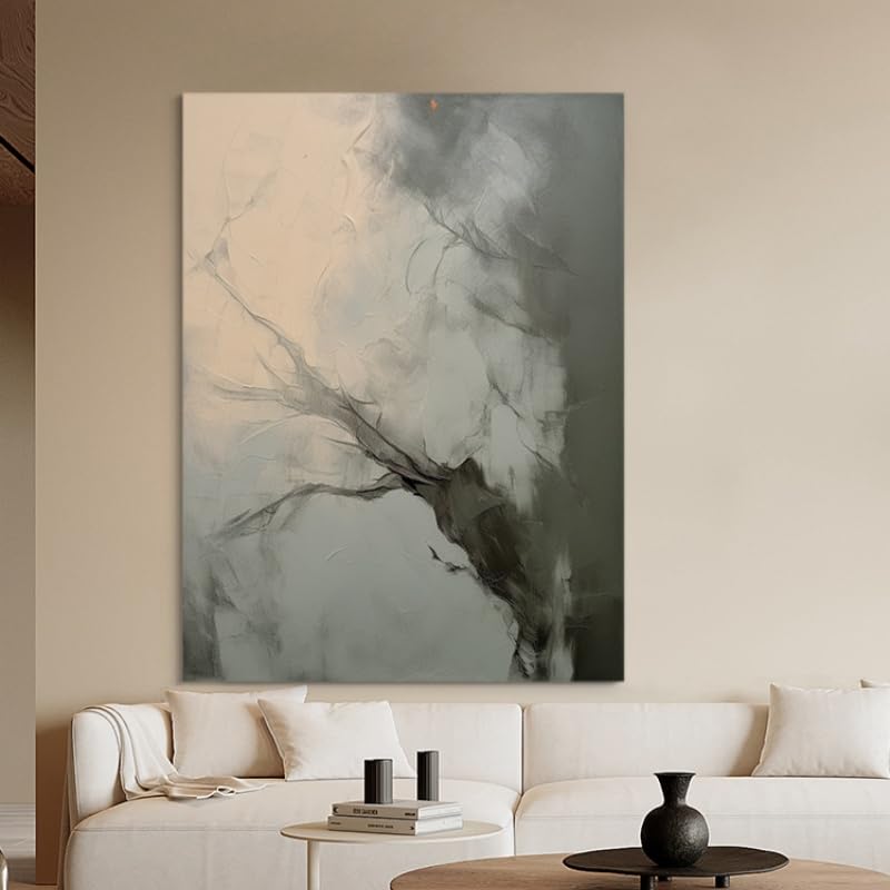 Tableau abstrait moderne de branches mortes peintes à la main 80x100 cm
