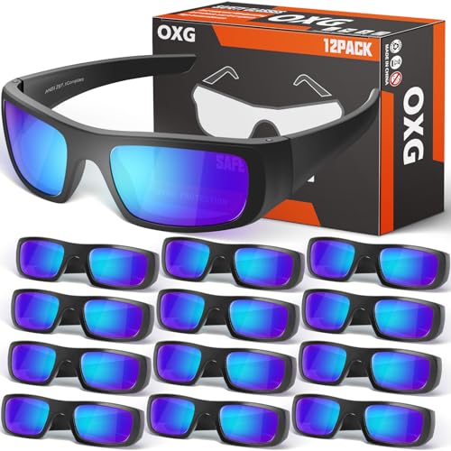 Lot de 12 paires de lunettes de sécurité transparentes unisexes
