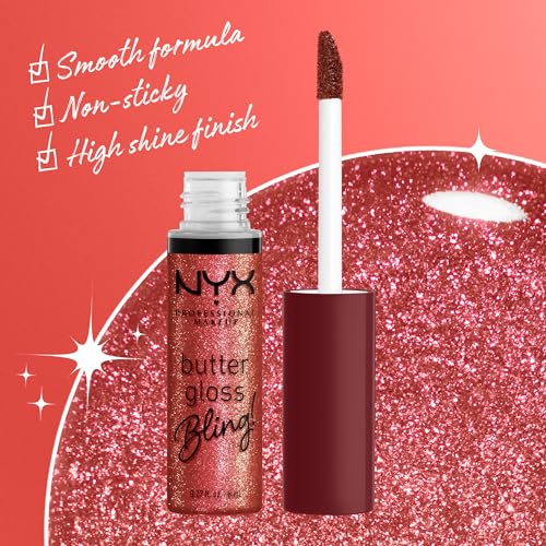 NYX PROFESSIONAL MAKEUP, Butter Gloss Bling Lip Gloss, Non- Sticky Lip Gloss, High Shine, Universally Flattering, 8 mL - Big $pender (Shimmery Pink Red) - Image 4