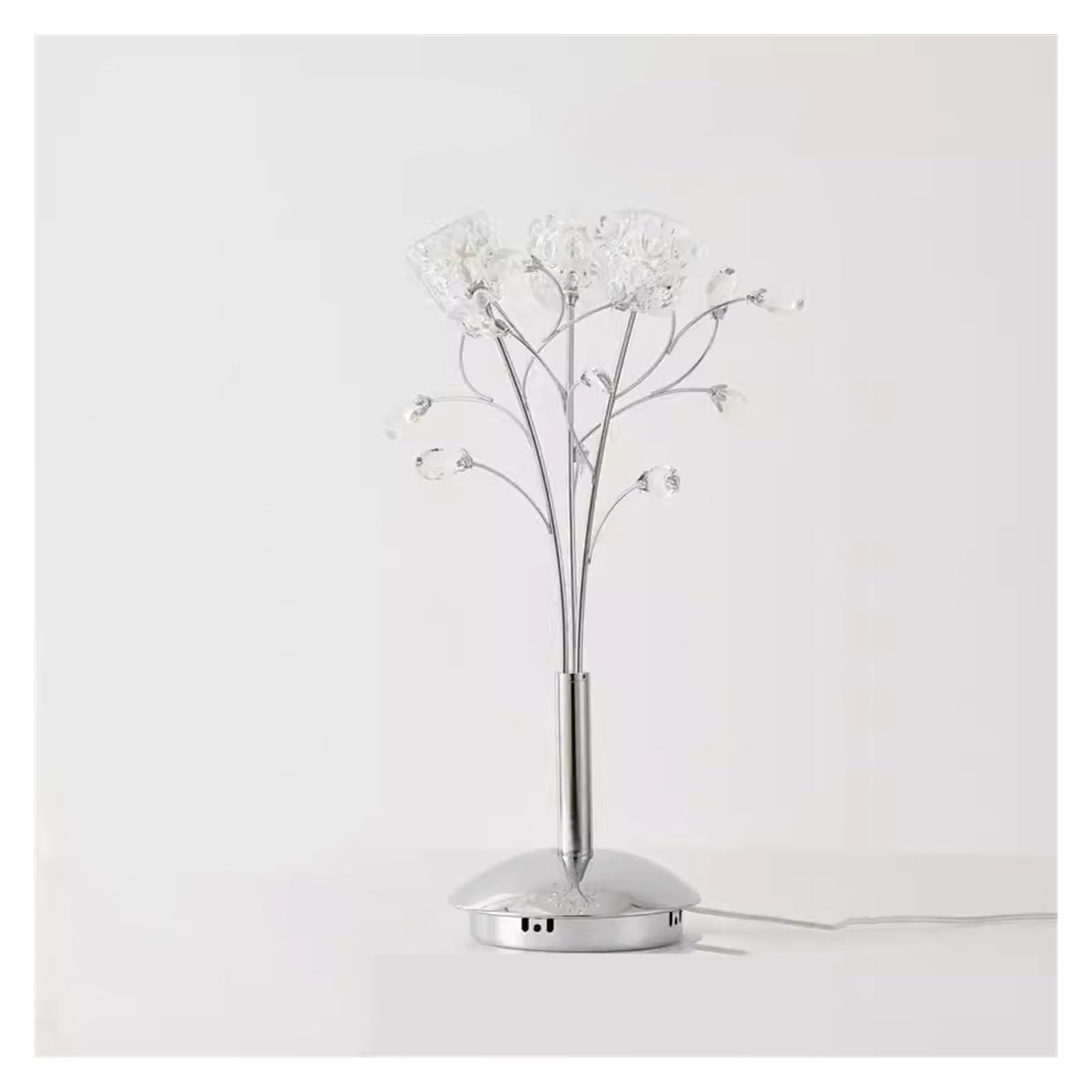 ZENY896V Bedside Lamps Bedside Table Lamp Flower Crystal Vintage Living Room Nightstand Bedroom Glass Shade 3 Colors Dimmable Lamps Home Decor(Silver)