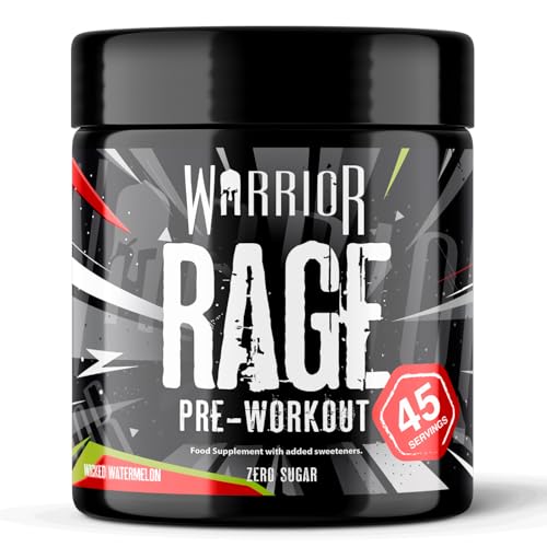 Warrior Rage Pre Workout Powder 392g (45 Servings) – 300mg Caffeine High Stim Energy Drink Supplement + Beta-Alanine, Creatine, BCAA, Taurine, Citrulline & Arginine AAKG for Muscle – Wicked Watermelon