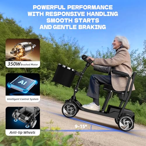 Image of Mobility Scooters for Seniors,49 Lbs Mobility Scooter,Upgraded Removable Battery,300 Lbs Weight Capacity,Quick Fold Design, Portable and Lightweight,Ideal for Travel