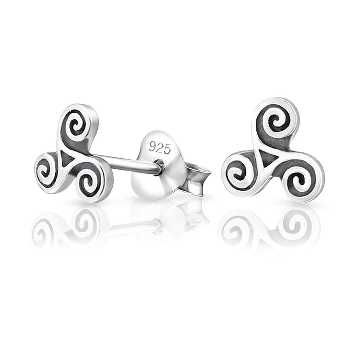 925 Sterling Silver, 24K Yellow or 18K Rose Gold Plated - TINY/VERY SMALL Fashion Studs Earrings - Celtic Triskele/Spiral/Tribal/Triskelion - Diameter: 6 mm