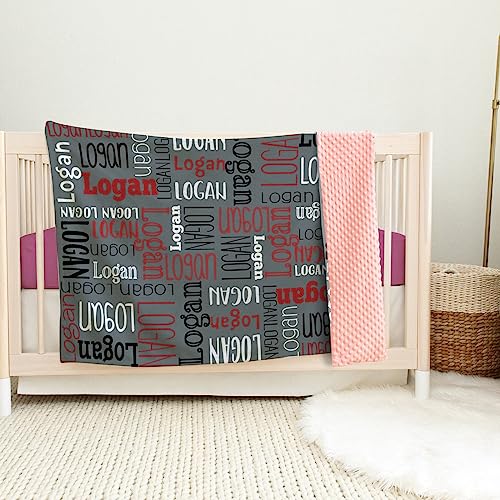 Image of Custom Baby Blanket - Personalized Names Design - Soft Plush Blanket with Double Layer Dotted Backing for Boys Girls Color14(30x40 inches)