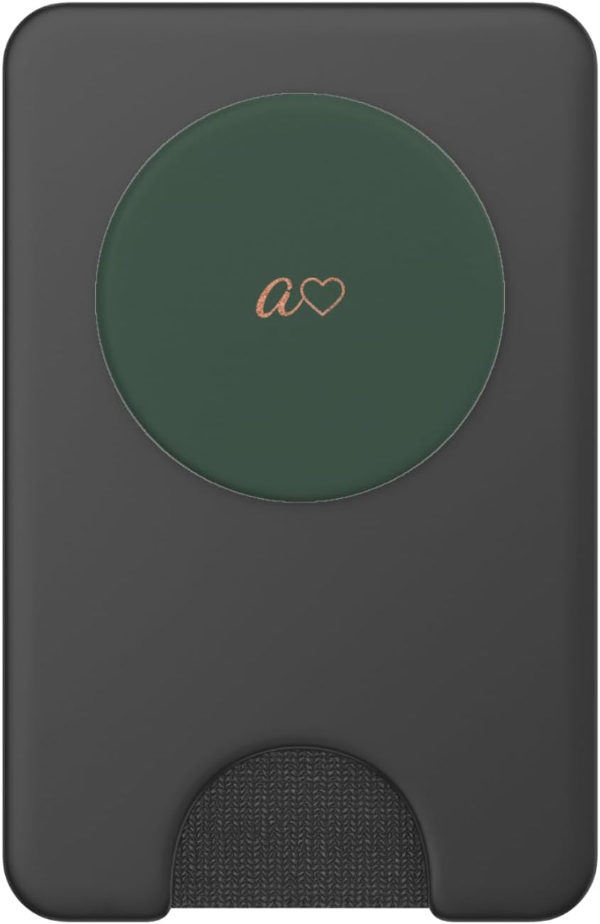 Rose Initial Letter A Heart Minimalist Forrest Green PopSockets PopWallet for MagSafe