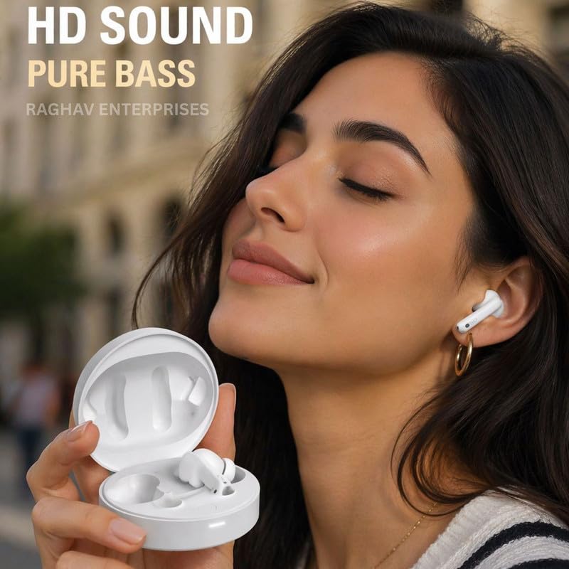 Image of Truly Wireless Earbuds with ANC for Oppo Reno12 Pro, 13, 13 Pro, 14, Pro, Pro, Pro, 6 5G Earphones Earbuds Bluetoot Headphones Cinematic Audio-B-White
