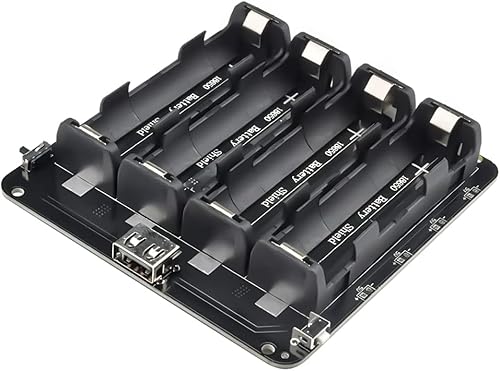 diymore Soporte de batería 1865O Cuatro Li-ion V9 Escudo de batería Micro USB 5V3A 3V1A Power Bank Módulo de carga de batería (4 soportes)