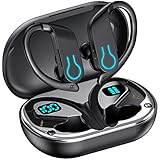 Auriculares Inalámbricos Bluetooth Deportivos con Gancho, Diseño Open Ear Bluetooth 5.3, 120H Reproducción con Pantalla LED, Cascos Running IPX7 Impermeable, 4 Micrófonos ENC