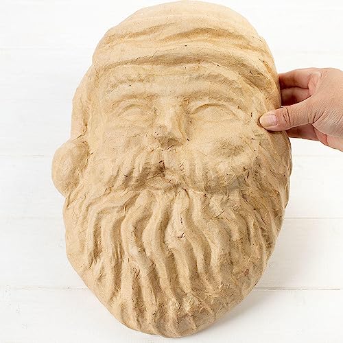 Factory Direct Craft Pack of 2 Paper Mache Santa Mask Father Christmas Papier Mache Mask DIY Holiday Craft Ready to Paint, Decoupage and Decorate (Size: 14 inches x 10 inches)