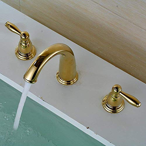 Mitigeur de lavabo 3 trous or avec double commande chaleur froide
