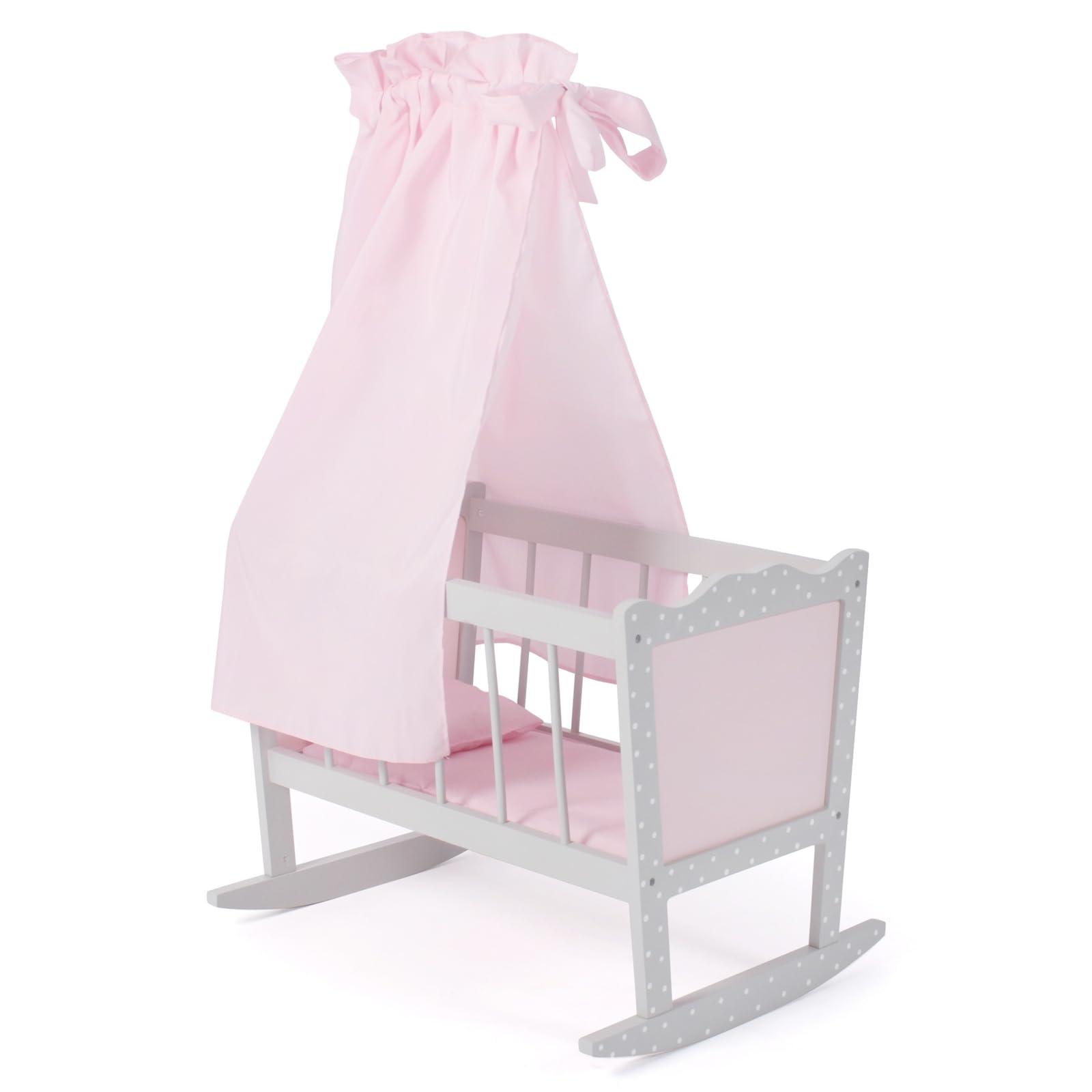 Bayer Chic 2000 - Culla per bambole, culla per bambole, letto delle bambole, mobili per bambole, accessori per bambole, Puntos grigio
