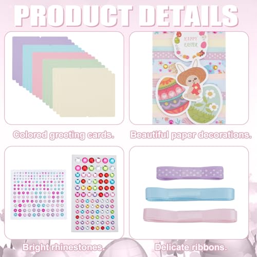 WEBEEDY 15 Sets DIY Easter Card Making Kit for Adults 5 Colors Blank Card Kits with Matching Envelop
