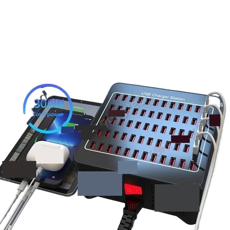 Uniwersalna stacja ładująca Multi USB o mocy 300 W. 50 portów Szybkie ładowanie Przenośny i kompaktowy
